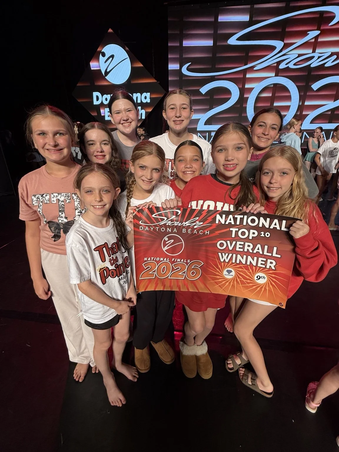 TTP dancers celebrating together at competition
