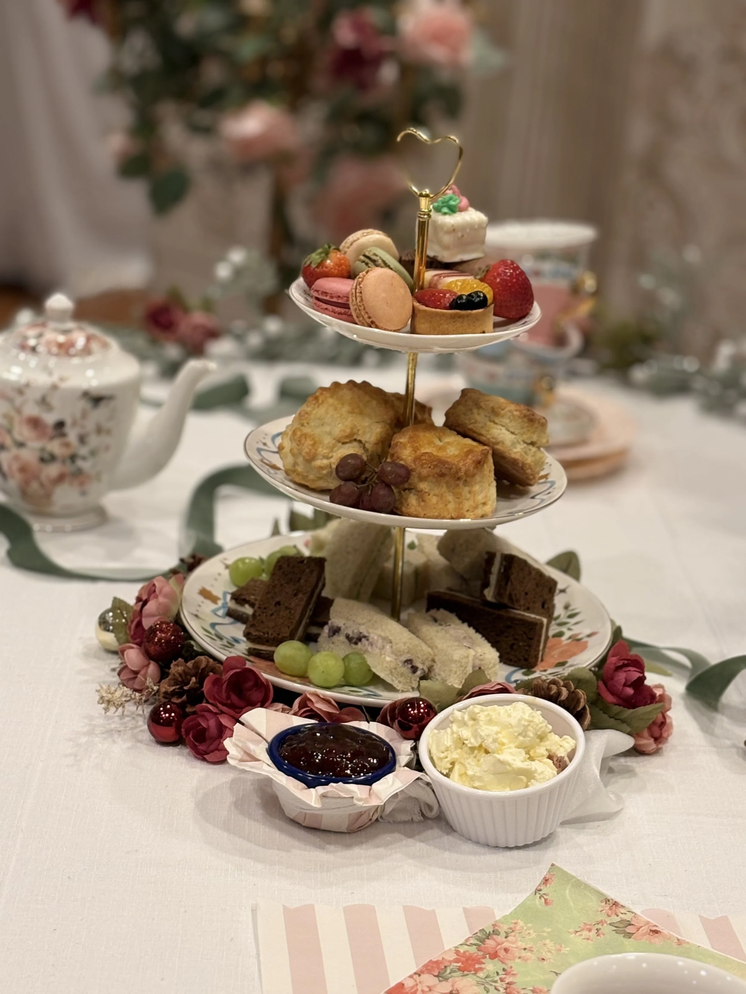 Afternoon tea tower with scones and pastries from Orlando Scone Co.