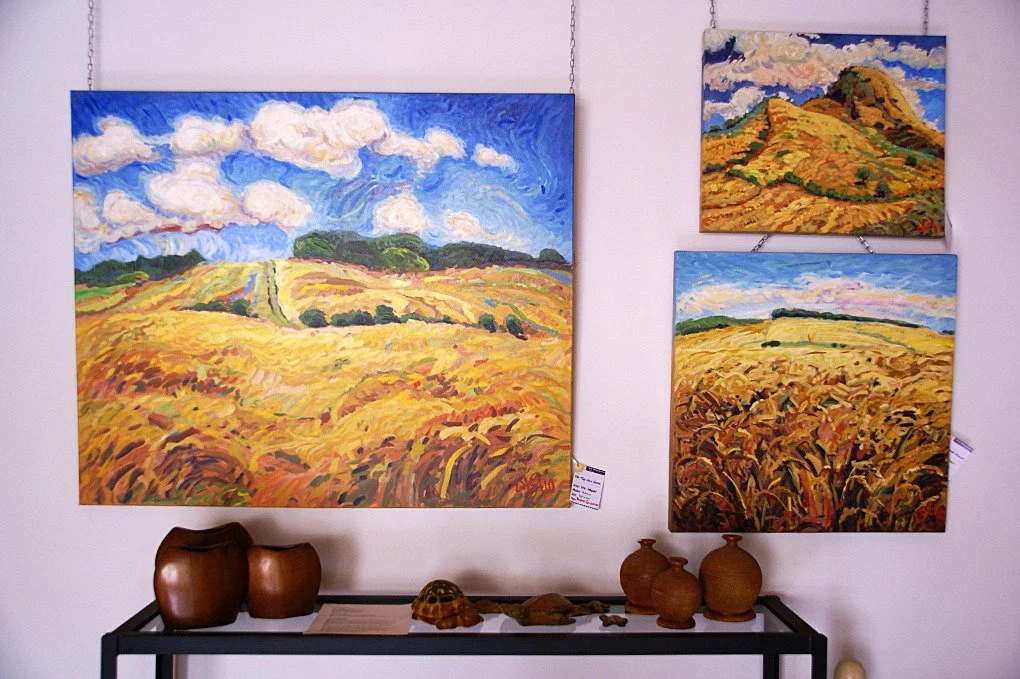   The yellow series - paintings of summer wheat in Germany - upper right a Mexican landscape  