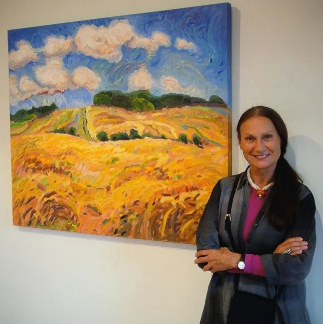   Ute Hagen with her painting "The Way Home"  