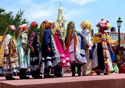 Purepecha boys performing traditional dance - Ajijic Plaza