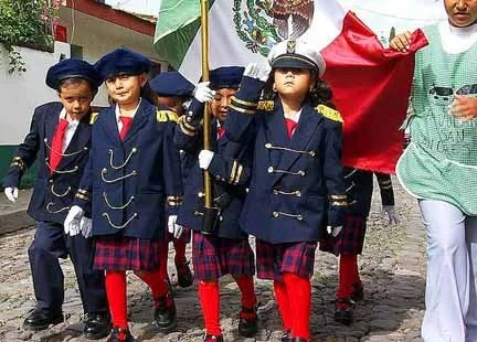 children marching at 16 of September parade