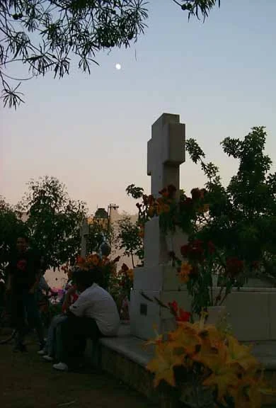 almost full moon rising over Ajijic's Pantheon