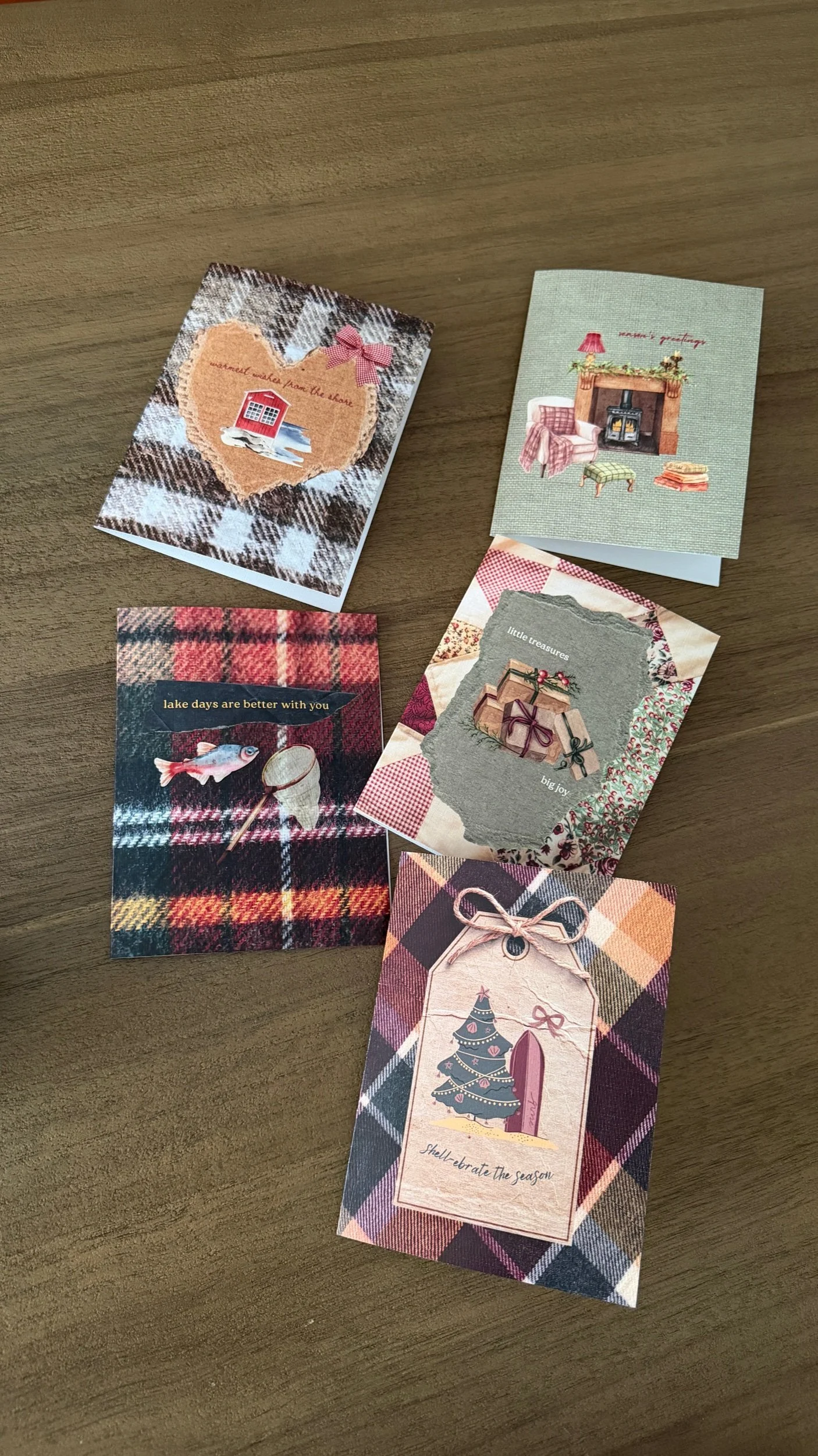 Cottage Christmas Holiday Cart Set - Set of 5 Blank Cards