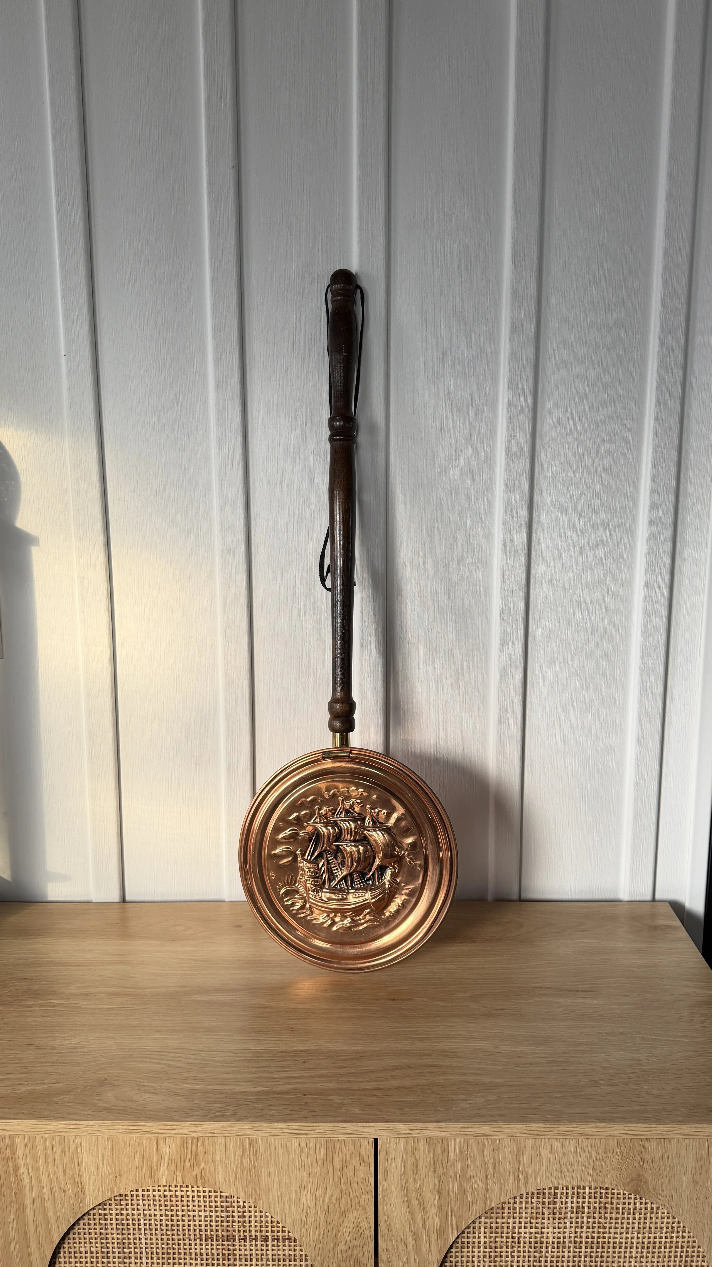 Vintage Nautical Copper Bed Warmer Chestnut Roaster