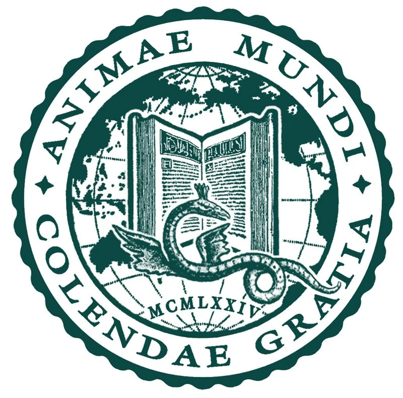 Seal of the Anthony Mundi College of Lendae Gratia with a globe, open book, and snake emblem.