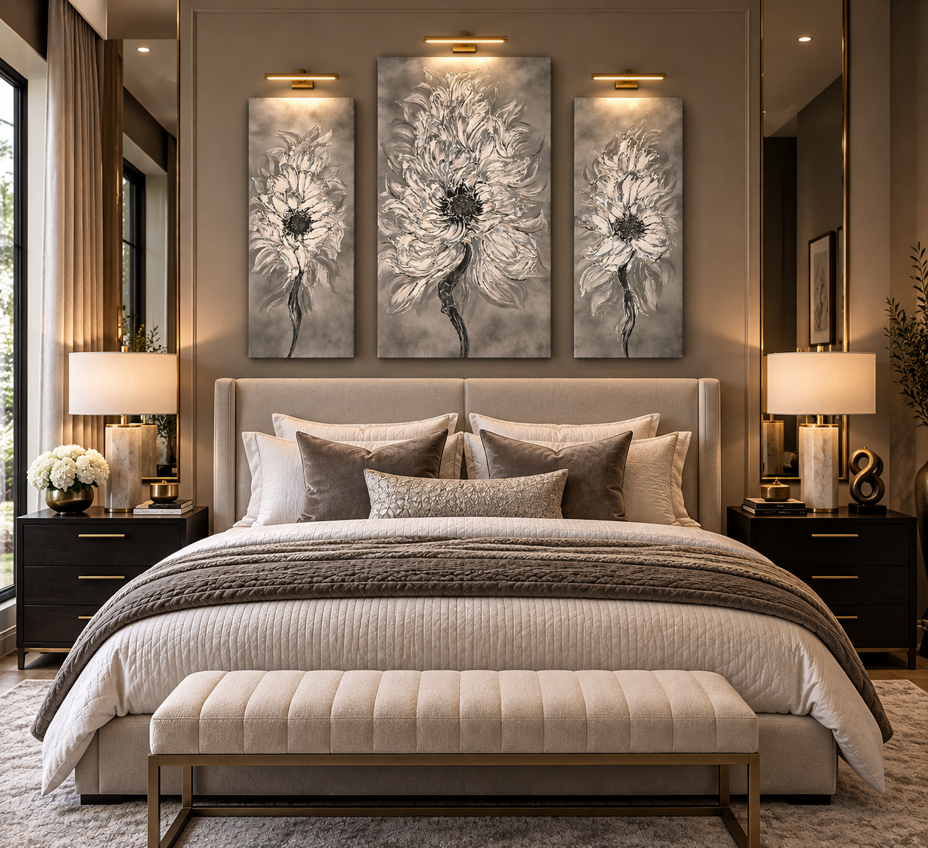 Timeless Floral Elegance 3-Piece Painting
