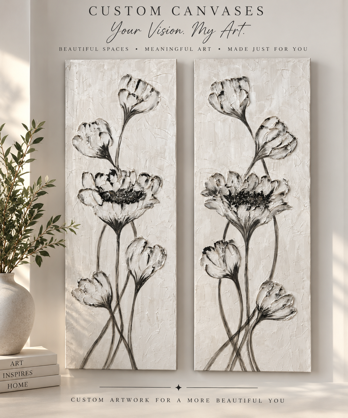Elegant Floral Custom Canvas Art Set