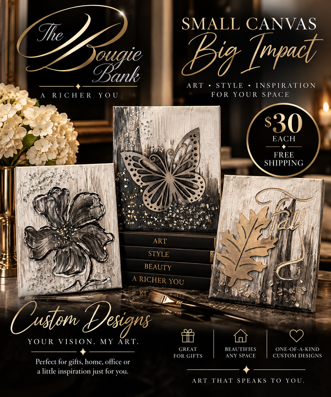 Custom Small Canvas Art by The Bougie Bank