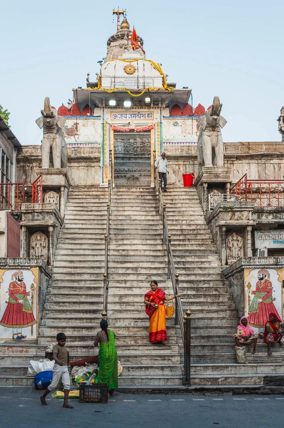 Women on the steep steps of the Jagdish Temple