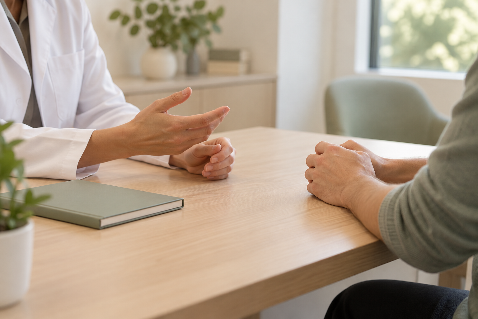 AI illustration of a private consultation in a bright clinic
