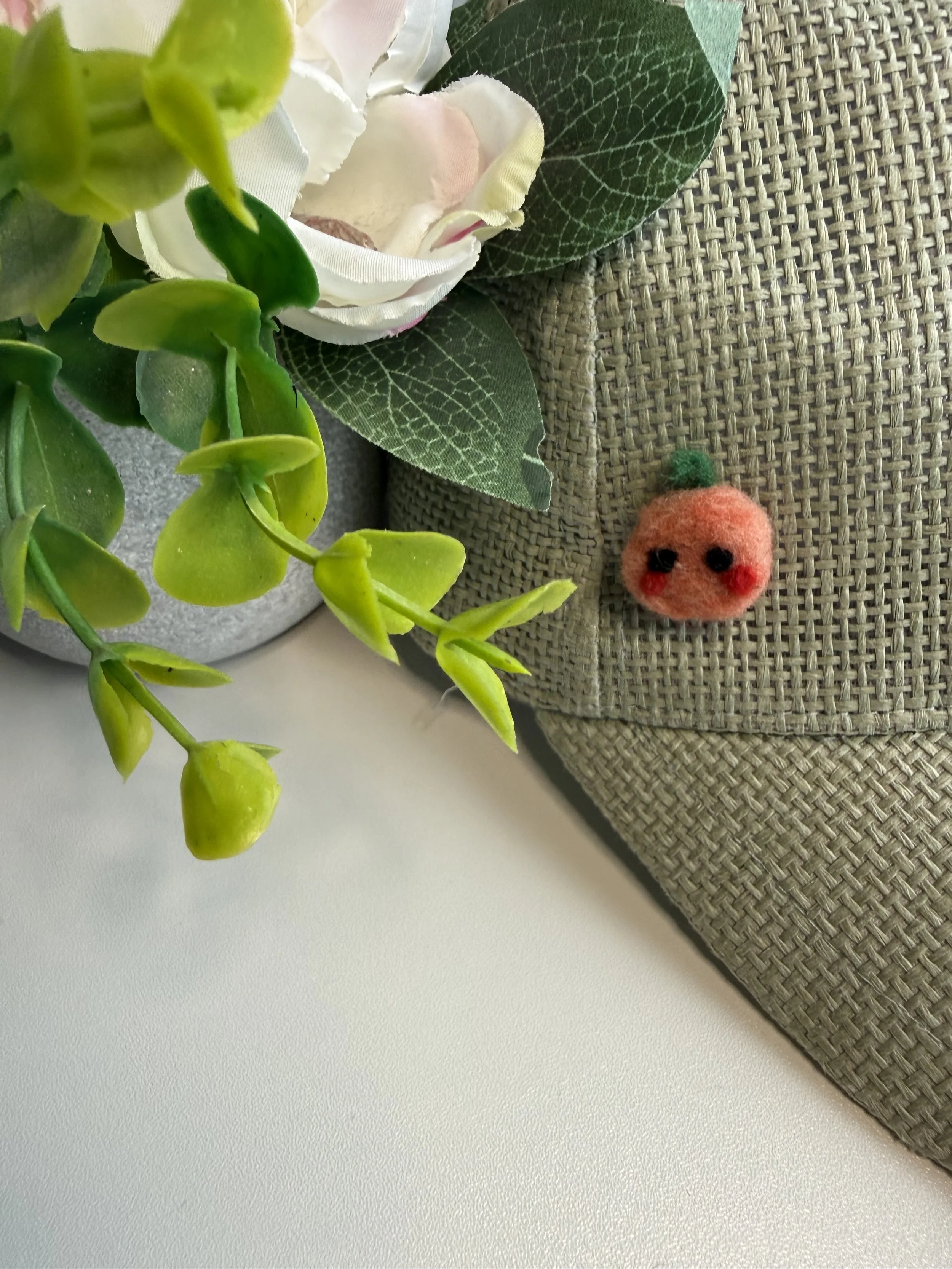 Felted orange pin
