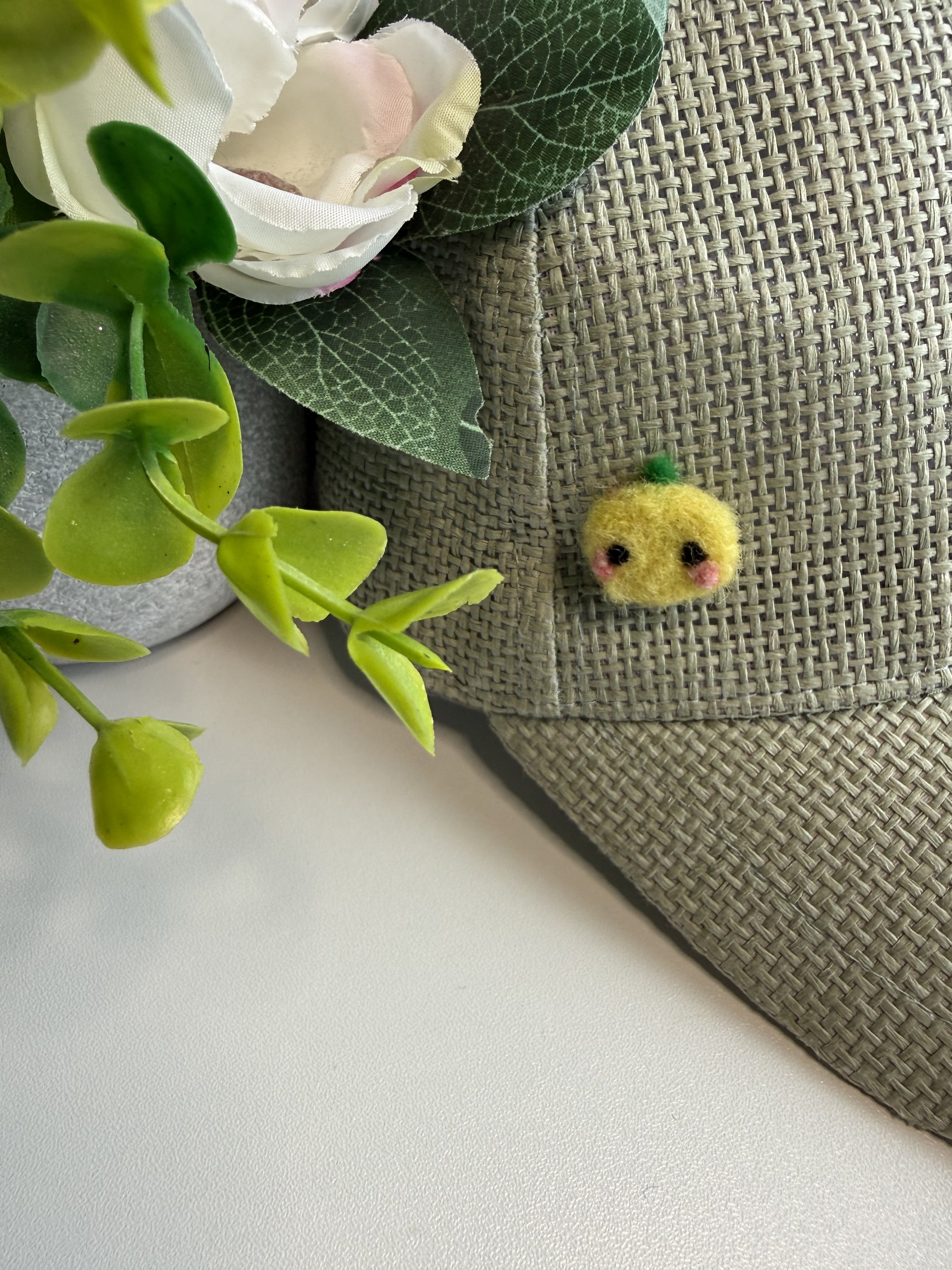 Felted lemon pin
