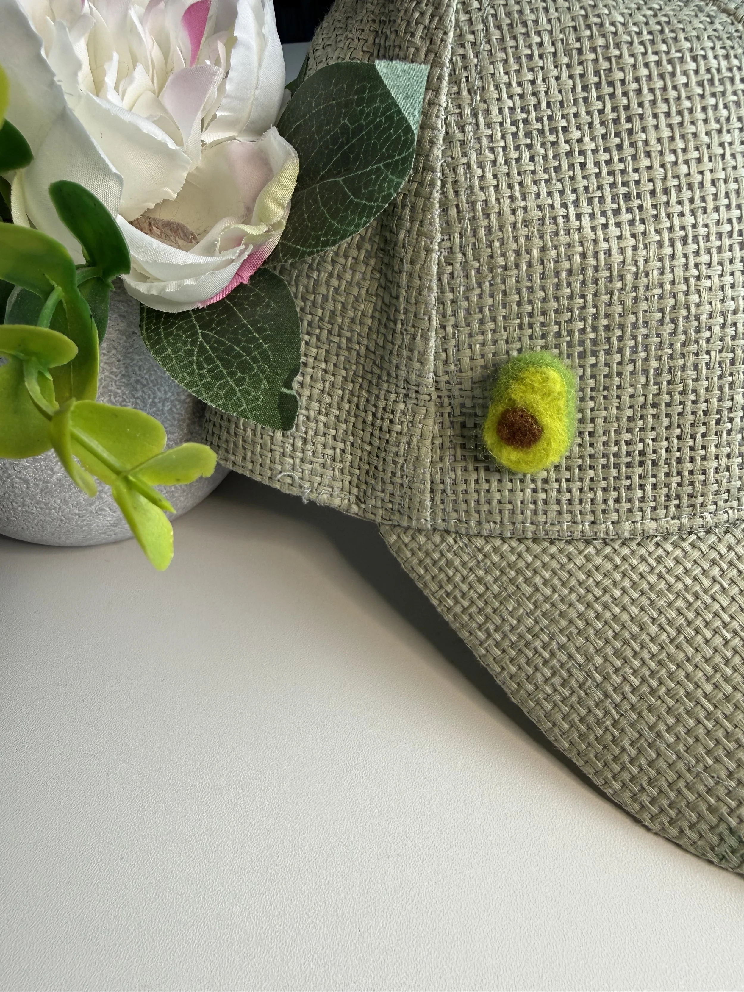 Felted avocado pin