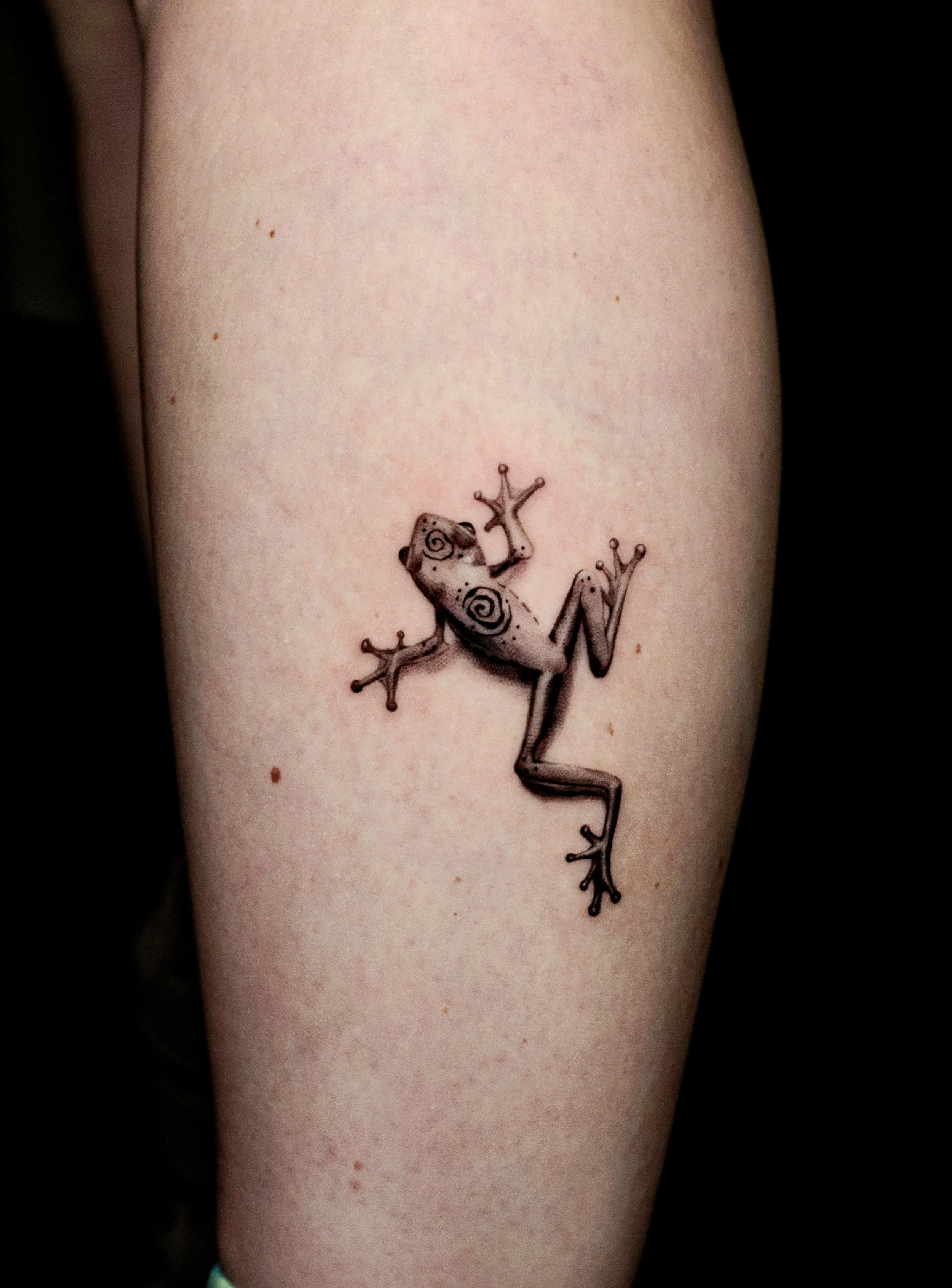 Tattoo of a small gecko on a person's arm