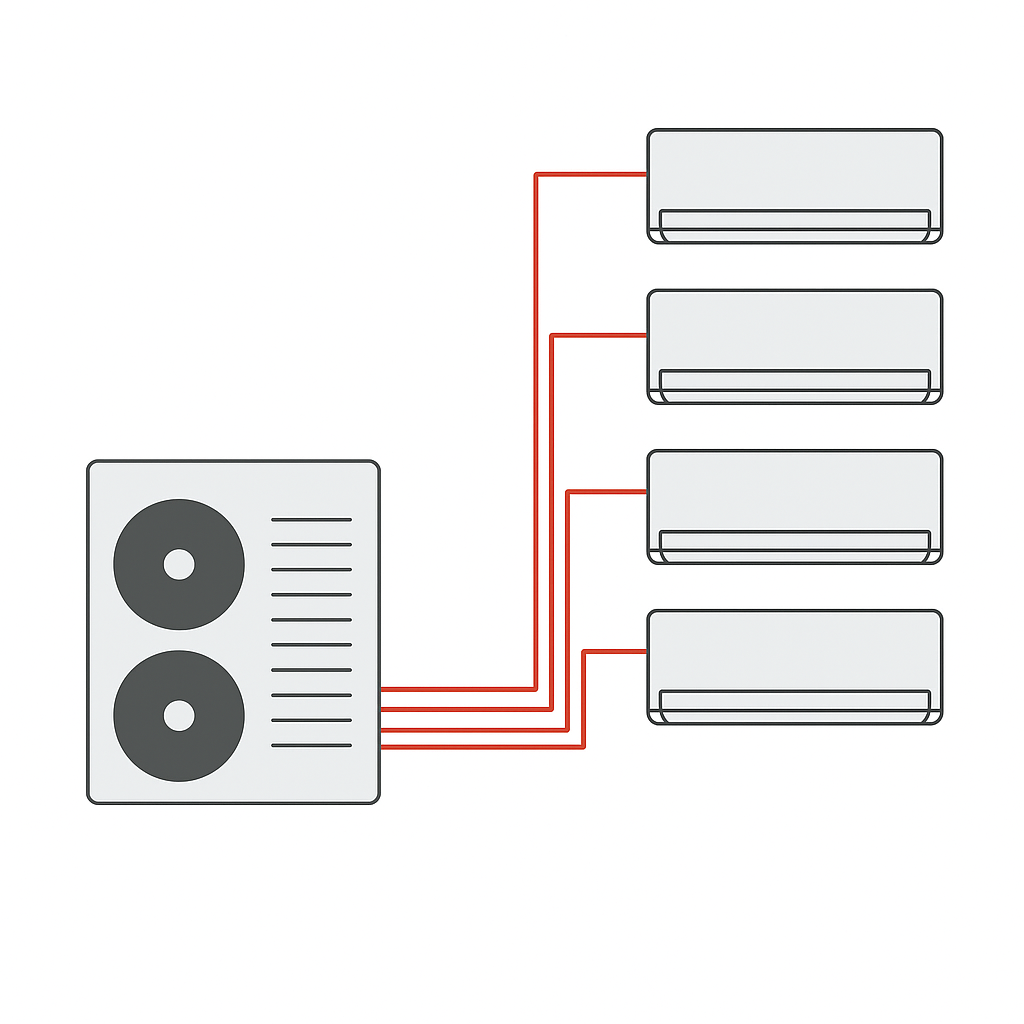 a diagram illustrating the interconnect pipework on a multi split ac