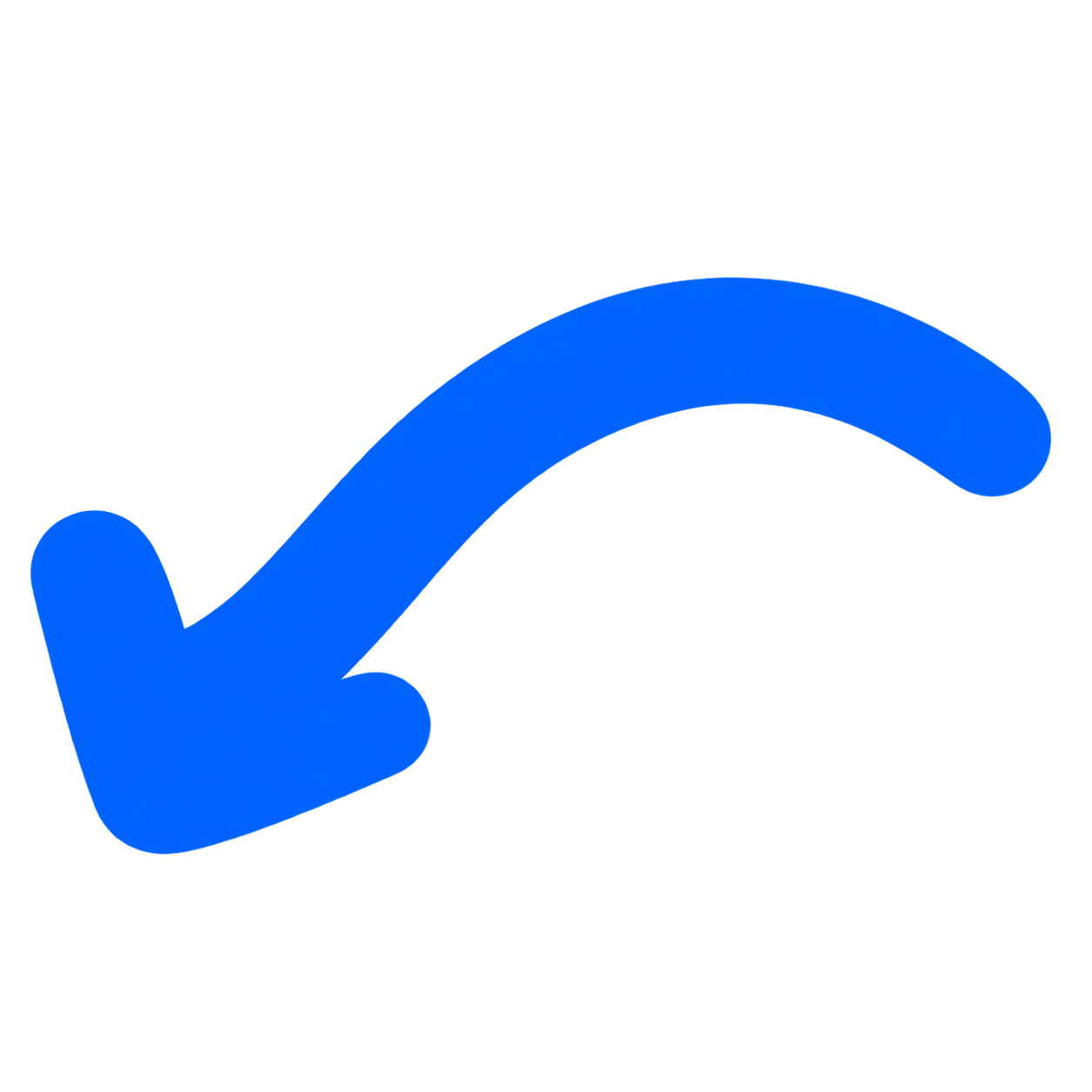 Blue curved arrow pointing left