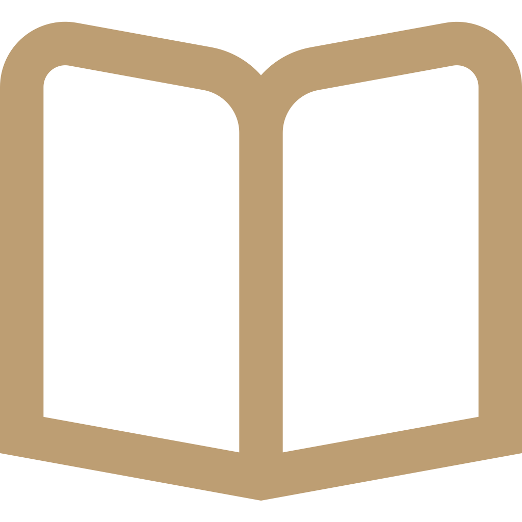 Open book icon with black pages and a tan border.