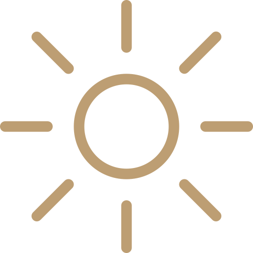 Minimalist sun icon with a circle in the center and rays extending outward.