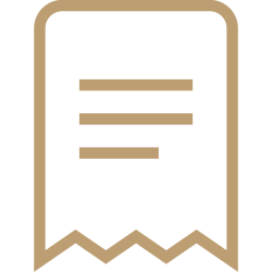 A document or certificate with a ribbon or seal at the bottom.