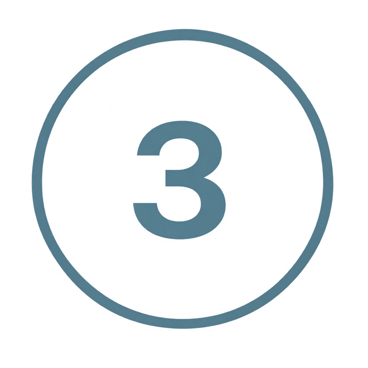 A digital countdown timer displaying the number three inside a circle.