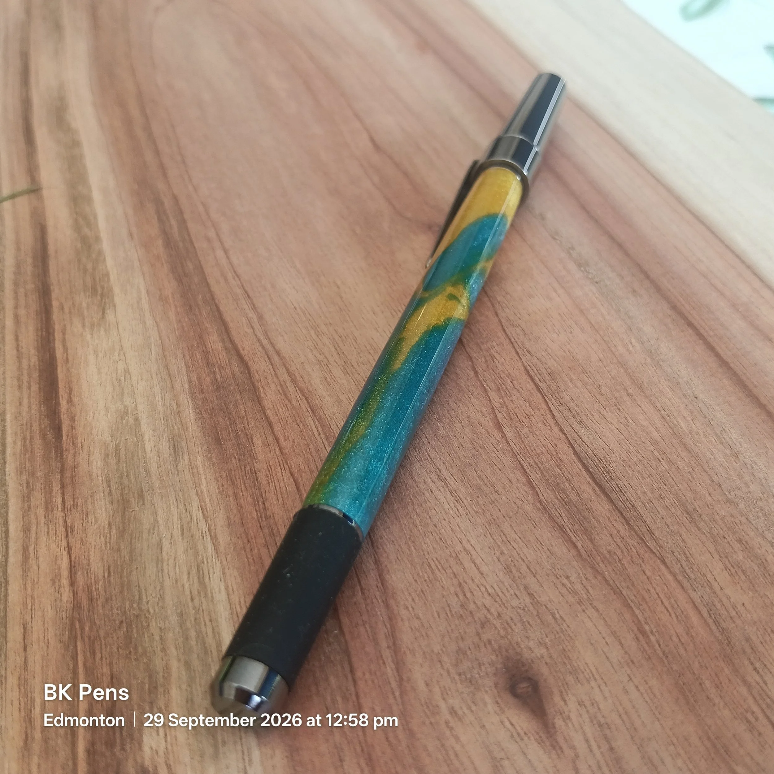 bk pens icon pen handmade bic pen yellow blue acrylic