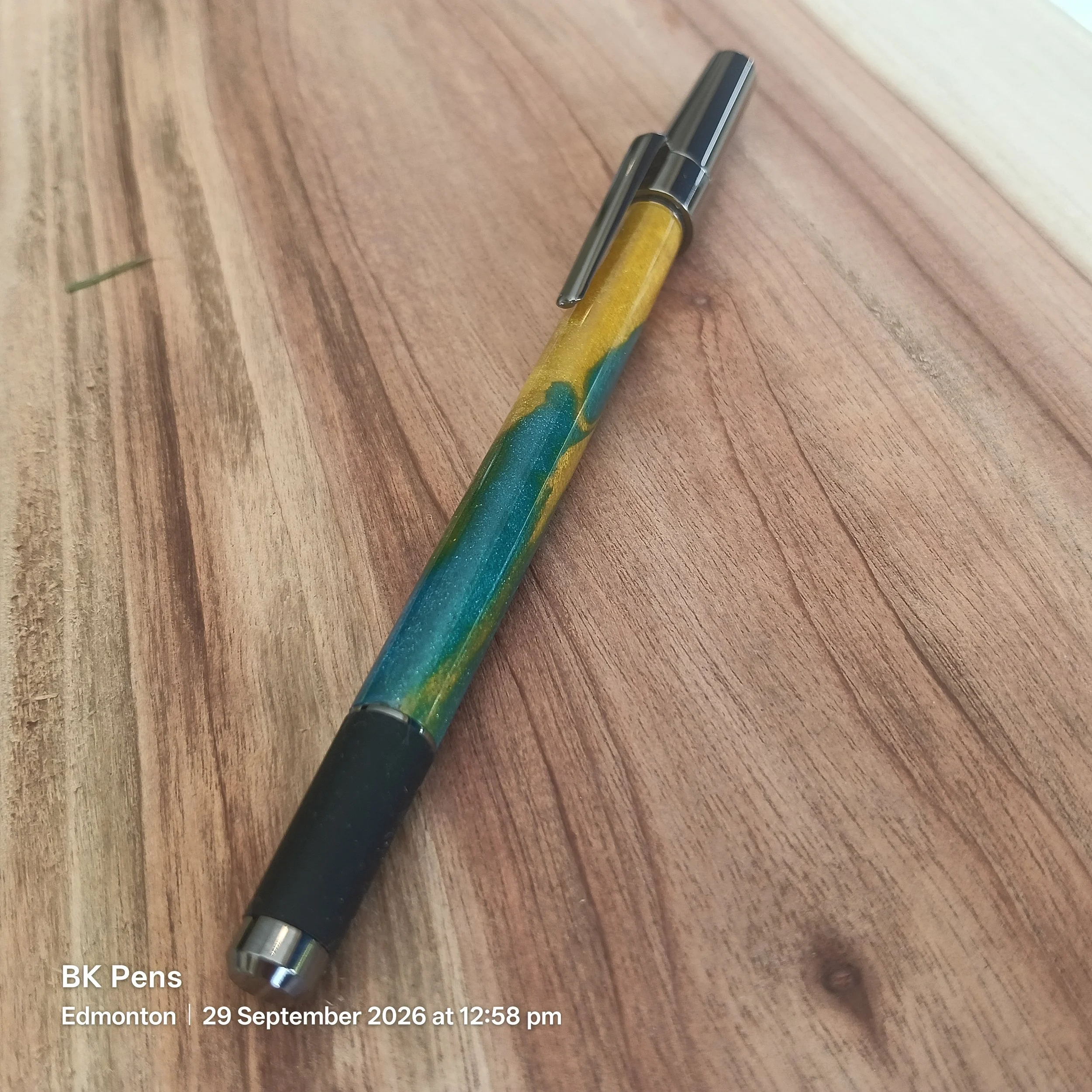 bk pens icon pen handmade bic pen yellow blue acrylic