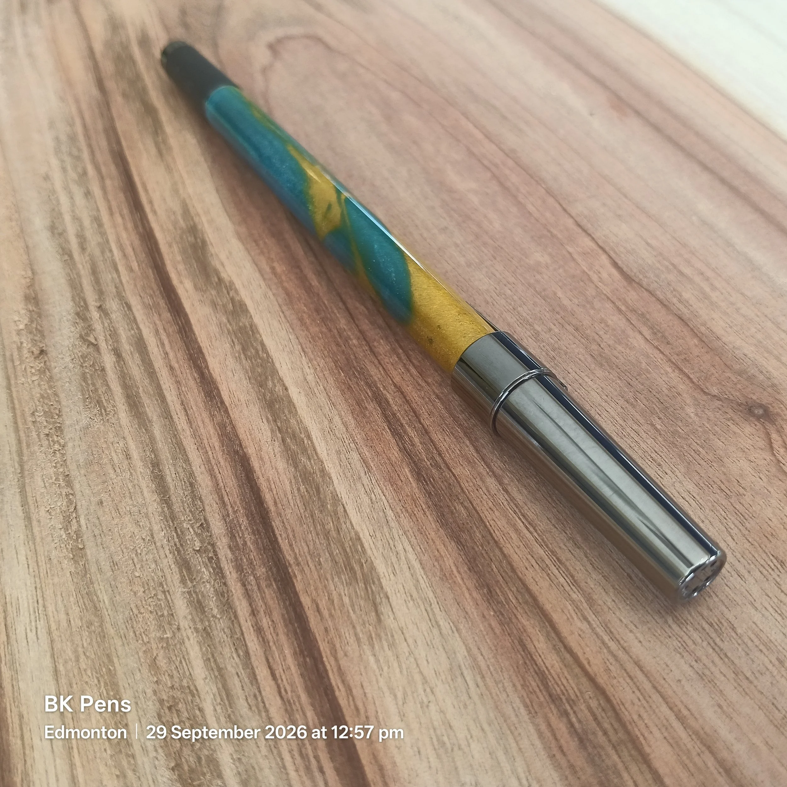 bk pens handmade icon pen blue yellow acrylic bic