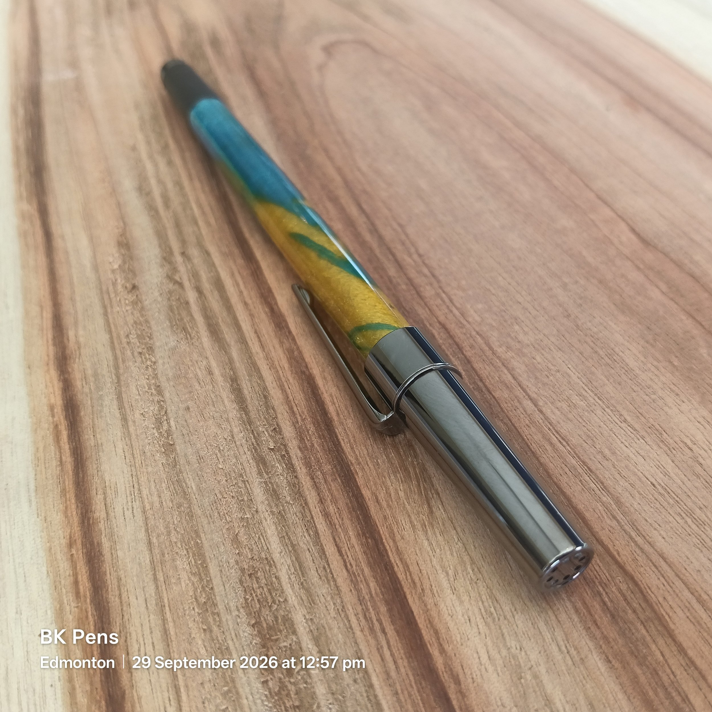 bk pens handmade icon pen blue yellow acrylic bic