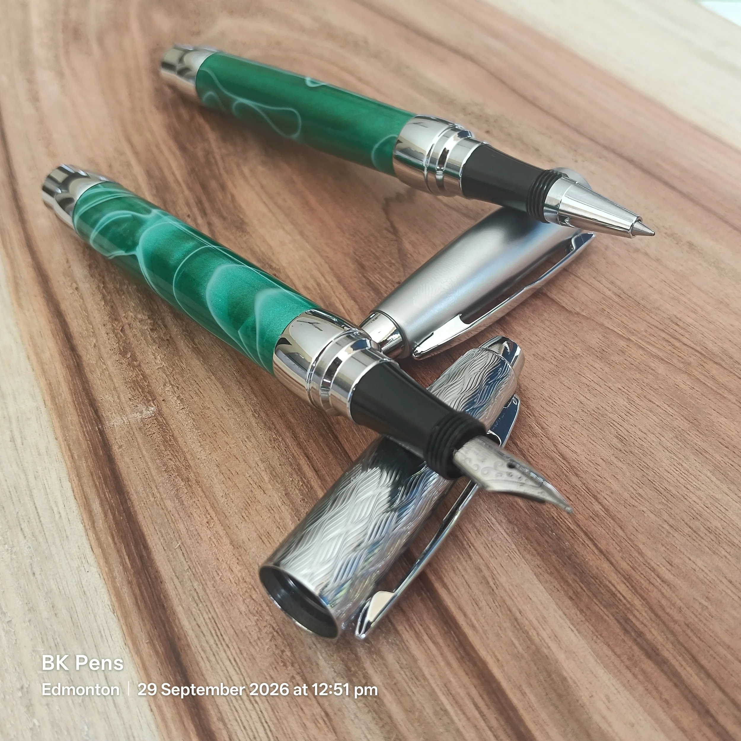 bk pens presimo fountain pen rollerball pen set green acrylic