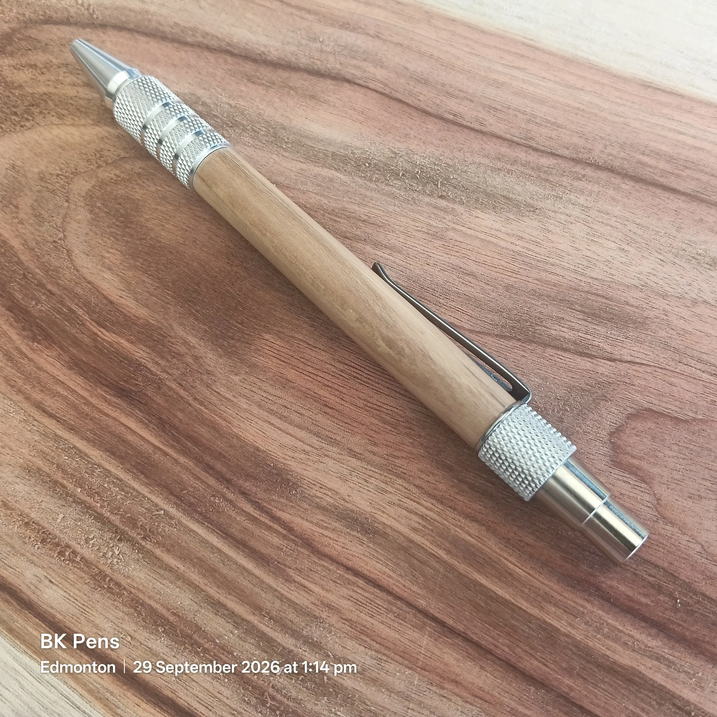 bk pens bethlehem olive wood edc click pen