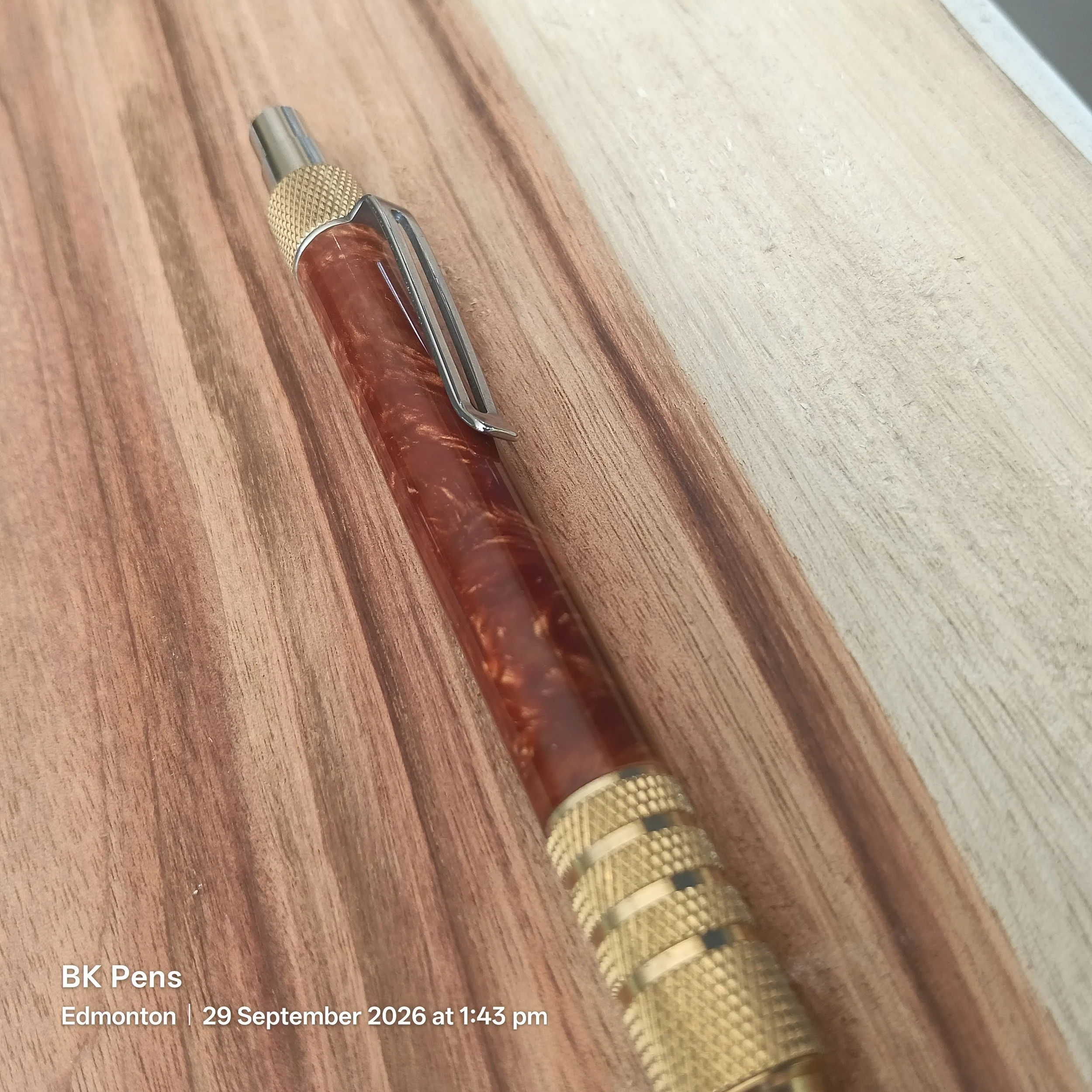 bk pens amber acrylic edc duraclick handmade pen