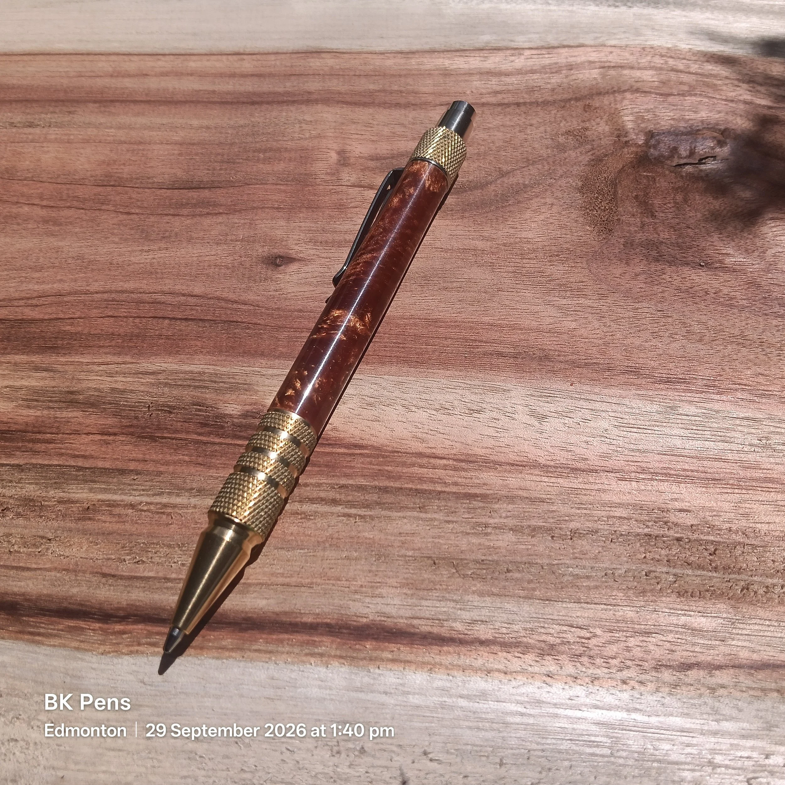bk pens handmade amber acrylic brass pen