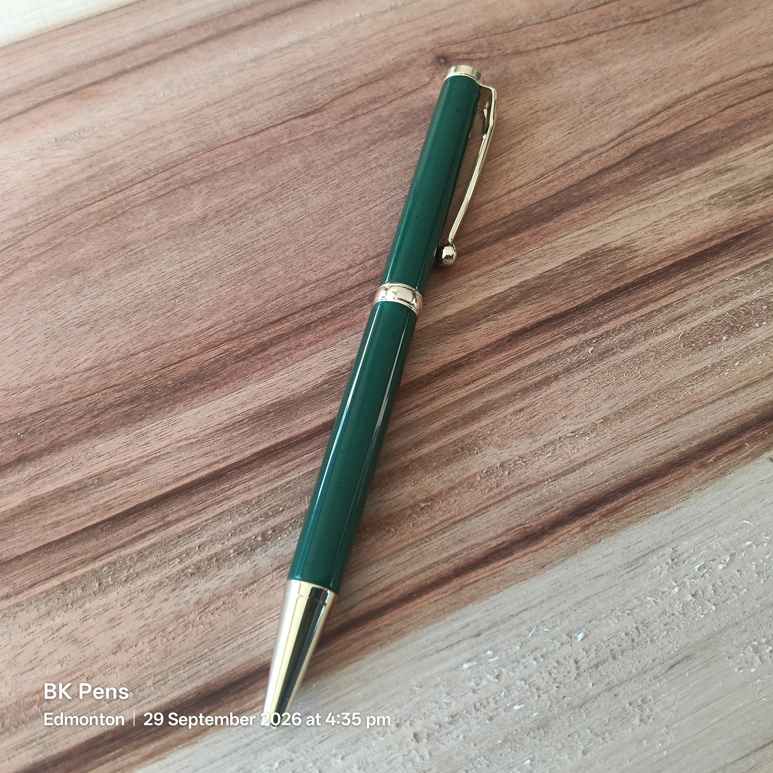 bk pens green acrylic slimline twist ballpoint pen