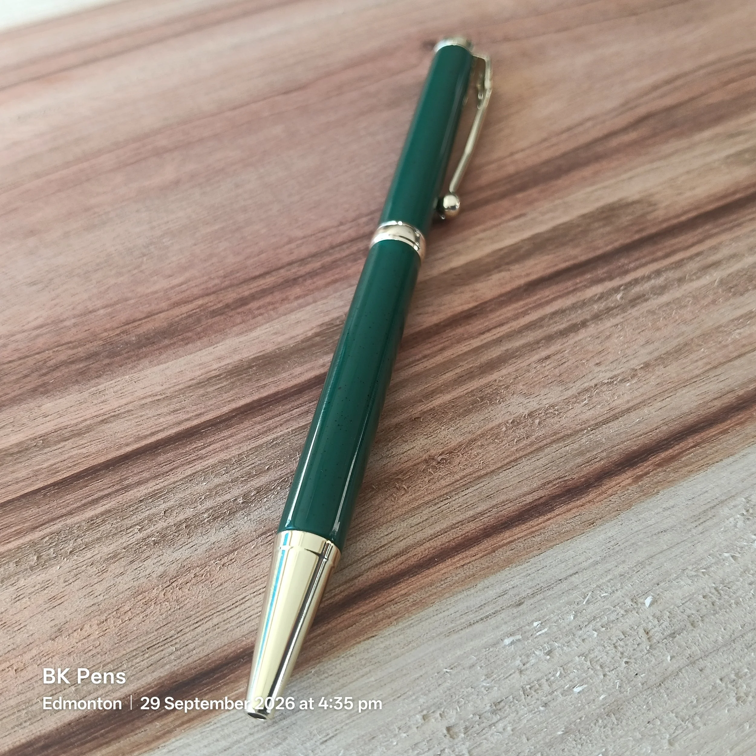 bk pens green acrylic slimline twist ballpoint pen