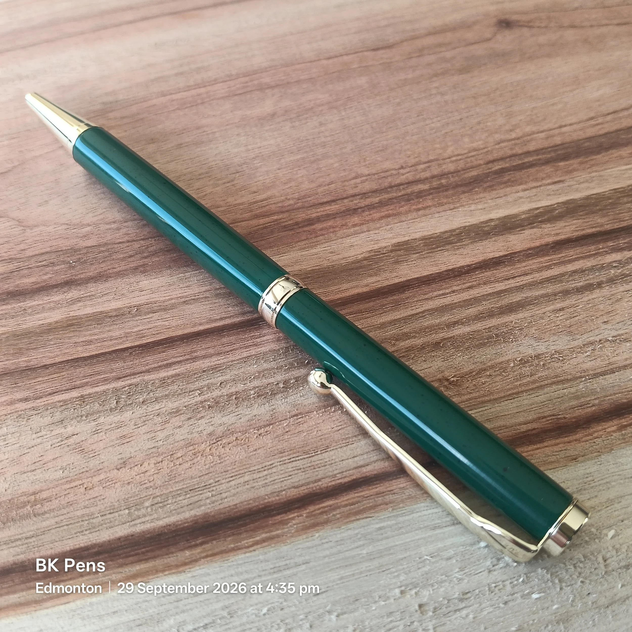 bk pens green acrylic slimline twist ballpoint pen