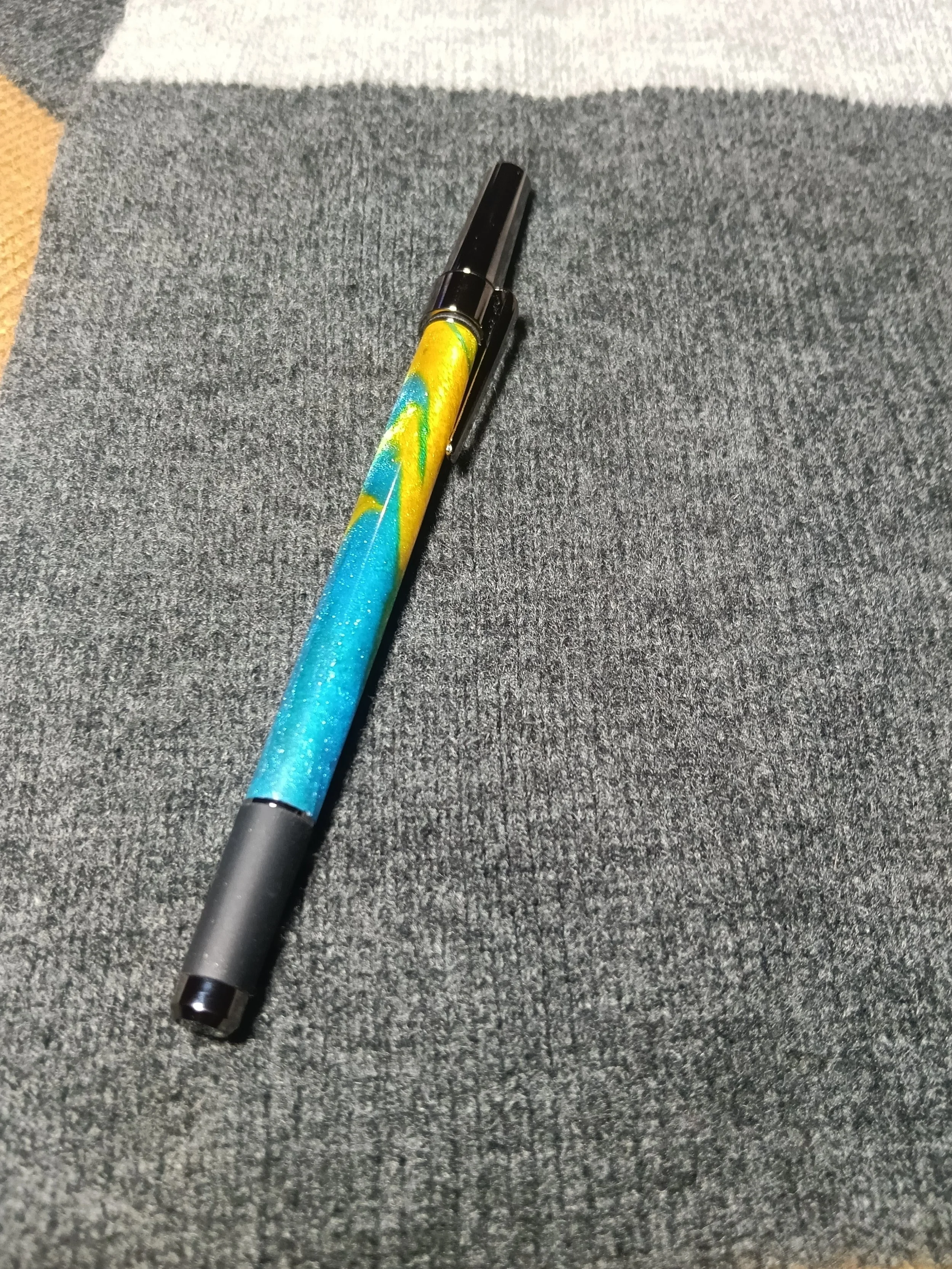 bk pens icon pen handmade bic pen yellow blue acrylic