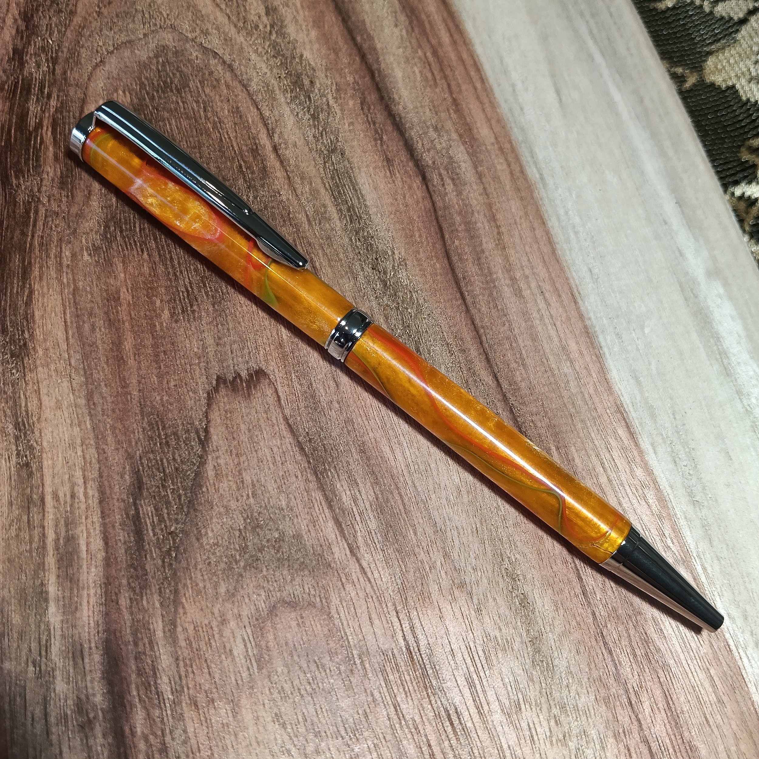 bk pens orange acrylic handmade pen slimline twist