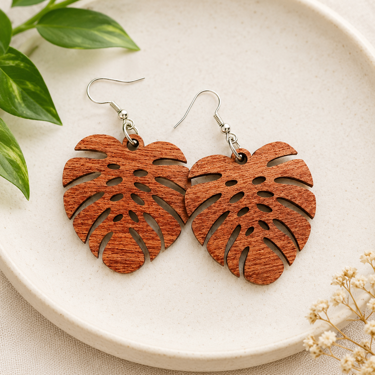 Monstera Earrings