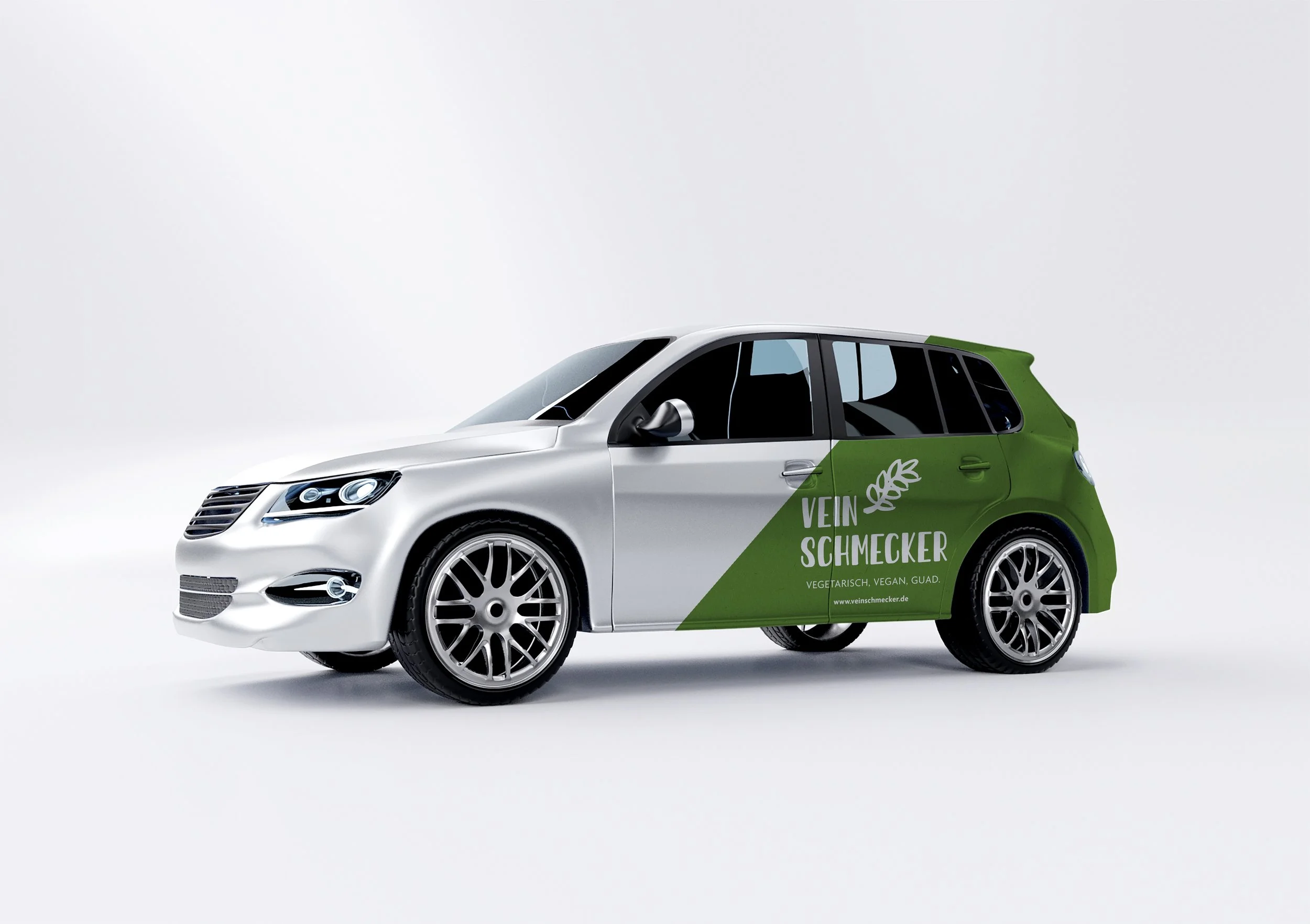 Gestaltung für die Folierung eines Autos im Firmendesign von Mangfall Design.