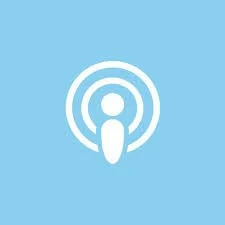 Podcast icon with a light blue background and a white microphone symbol.