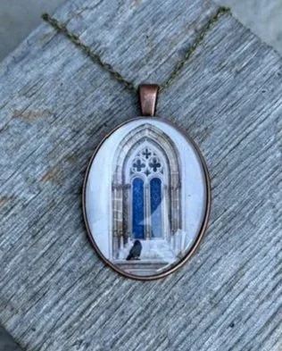 Painting Print Pendant- THE CAW-THEDRAL WINDOW