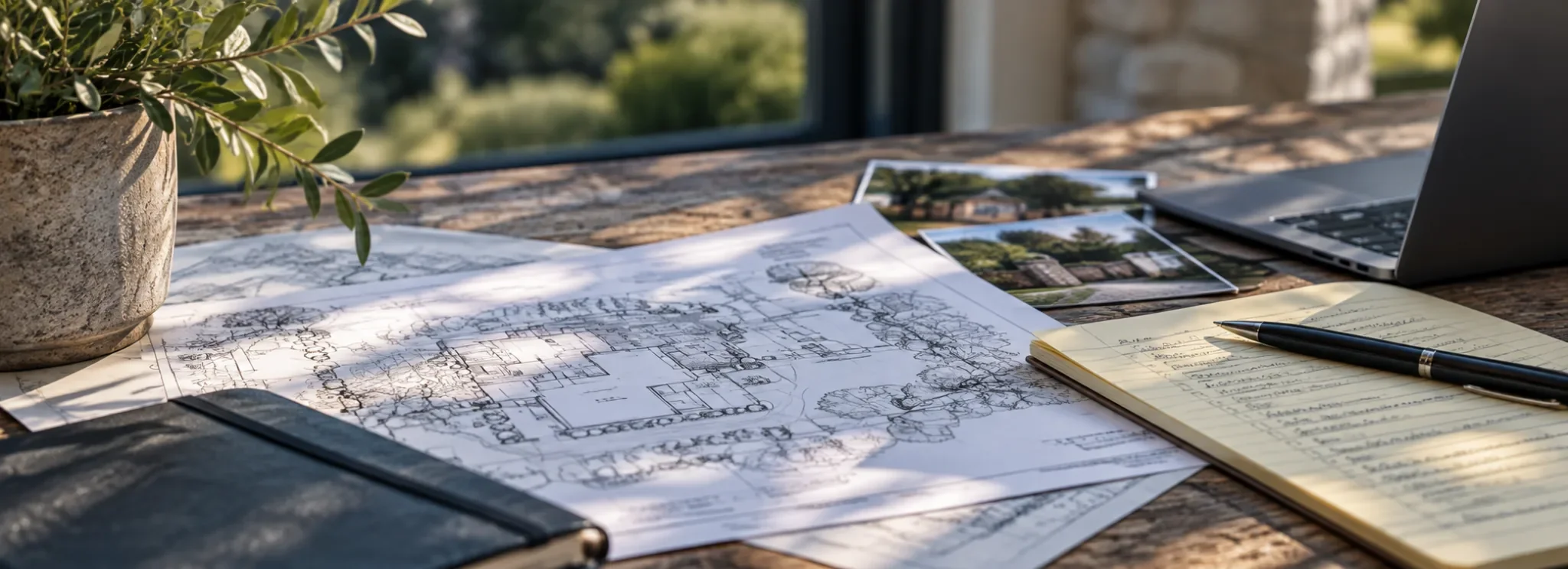 Estate maintenance records, property plans and project notes organized for ongoing property oversight.
