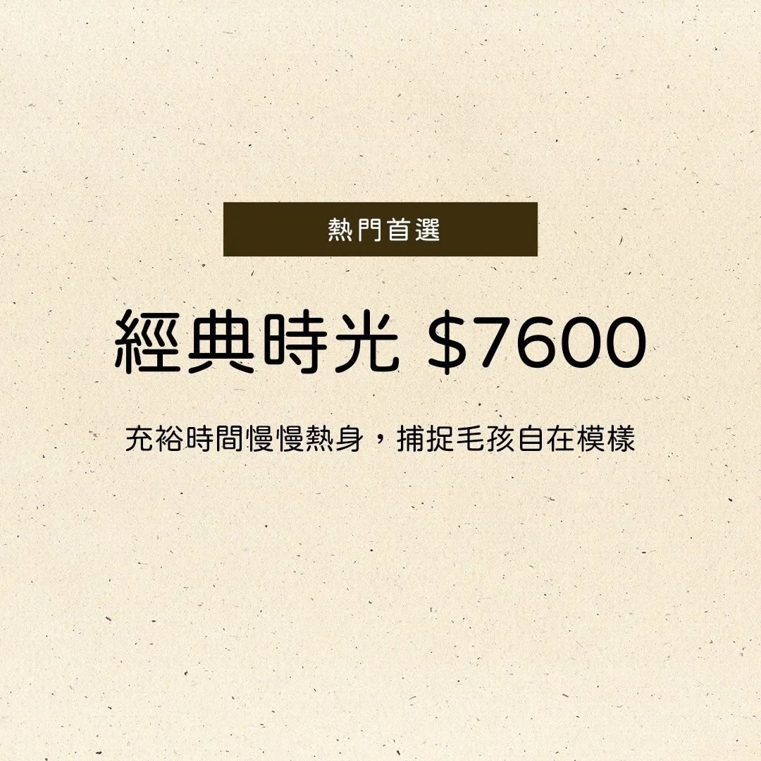 好毛寵物攝影經典時光方案$7600，寵物寫真最熱門拍攝方案