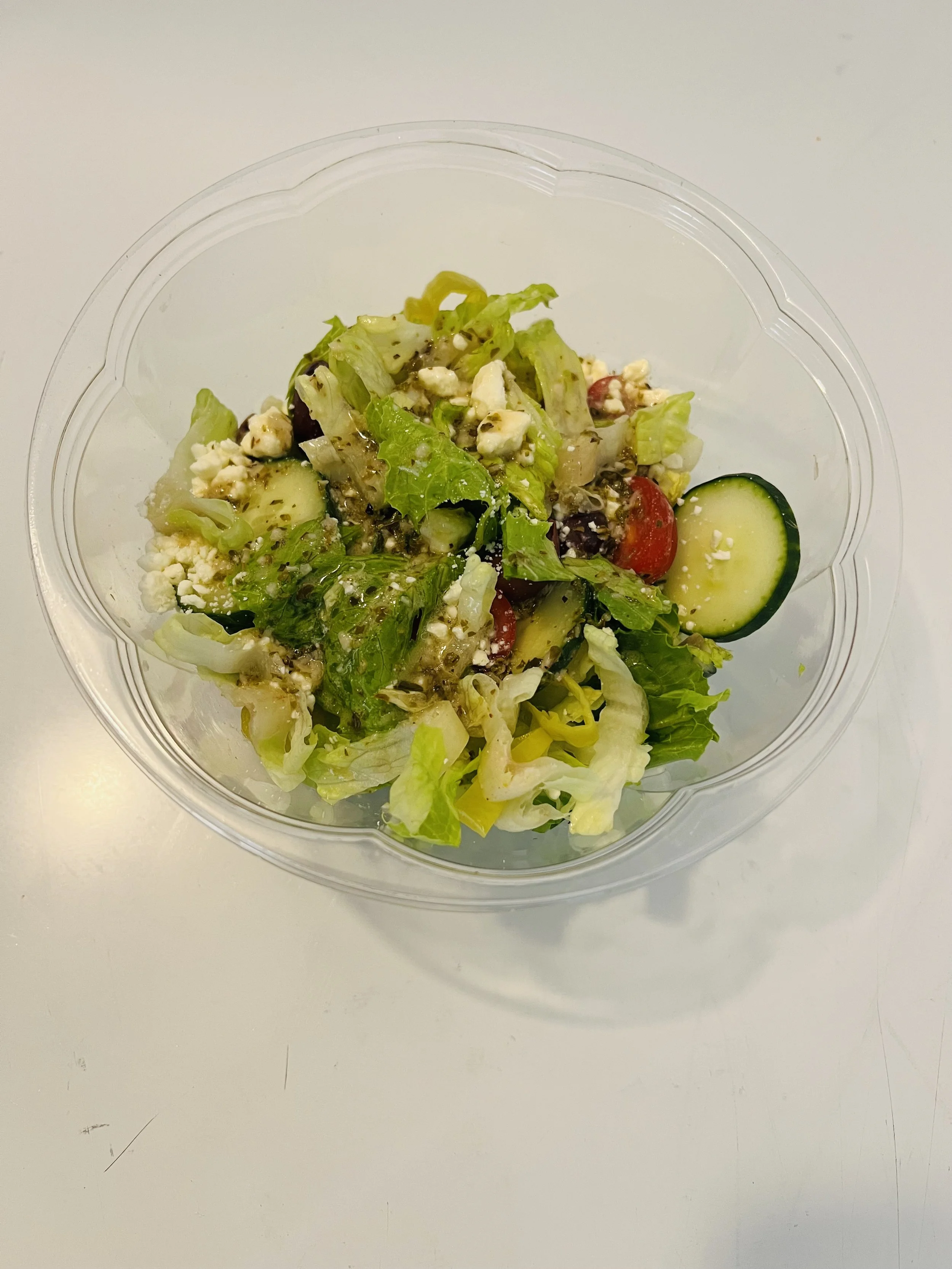 Mixed green salad to go from Royal Diner, West Brattleboro VT
