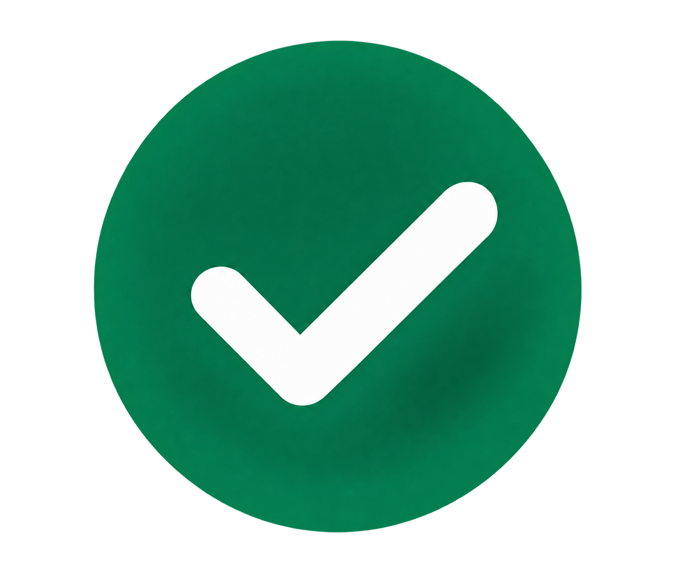 Green circle with a white check mark in the center.