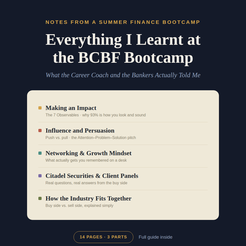 Everything I Learnt at the BCBF Bootcamp