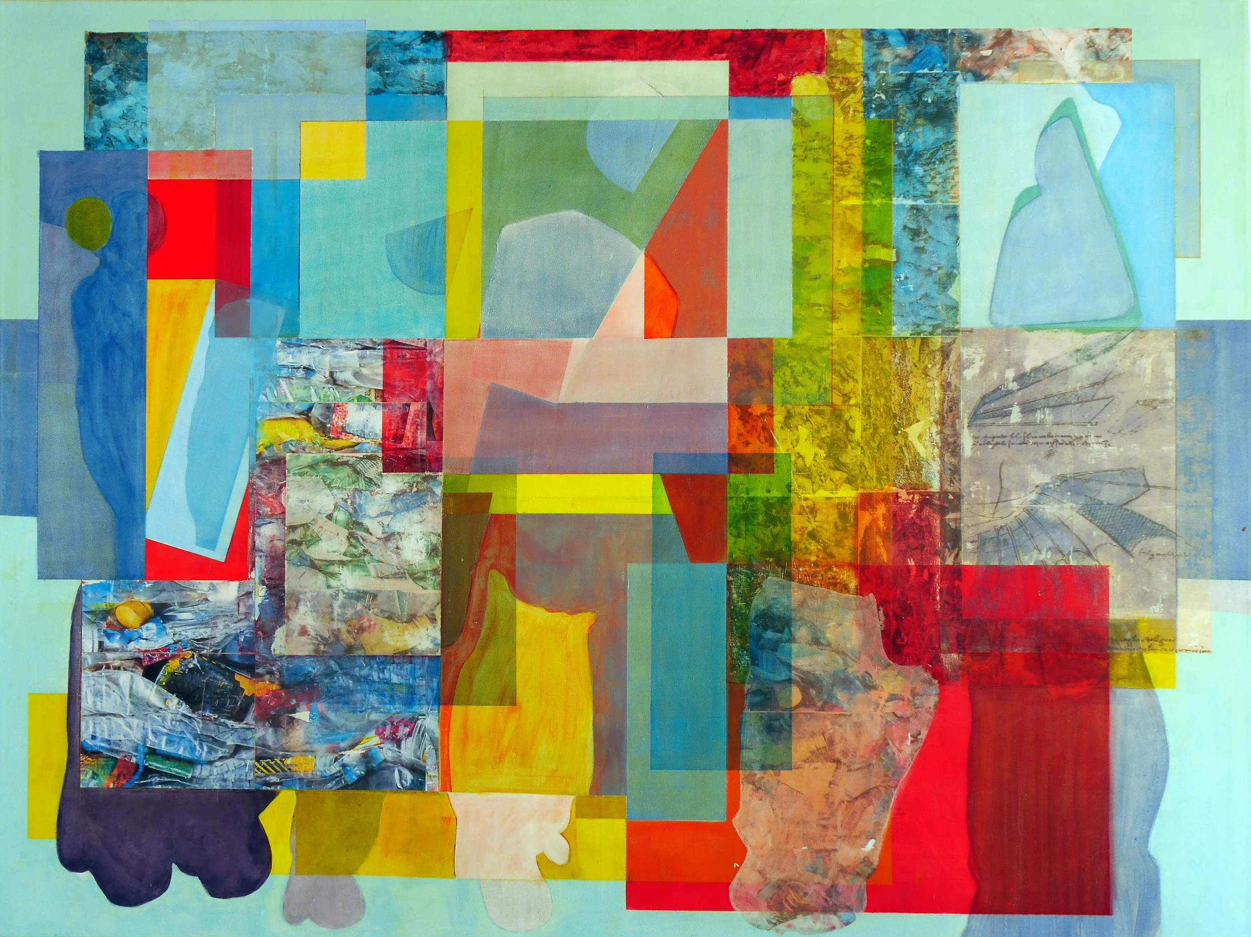 Walking along the coast # 3, 2022 ,  Acrylic and photo print on canvas. (195x145 cm)
 