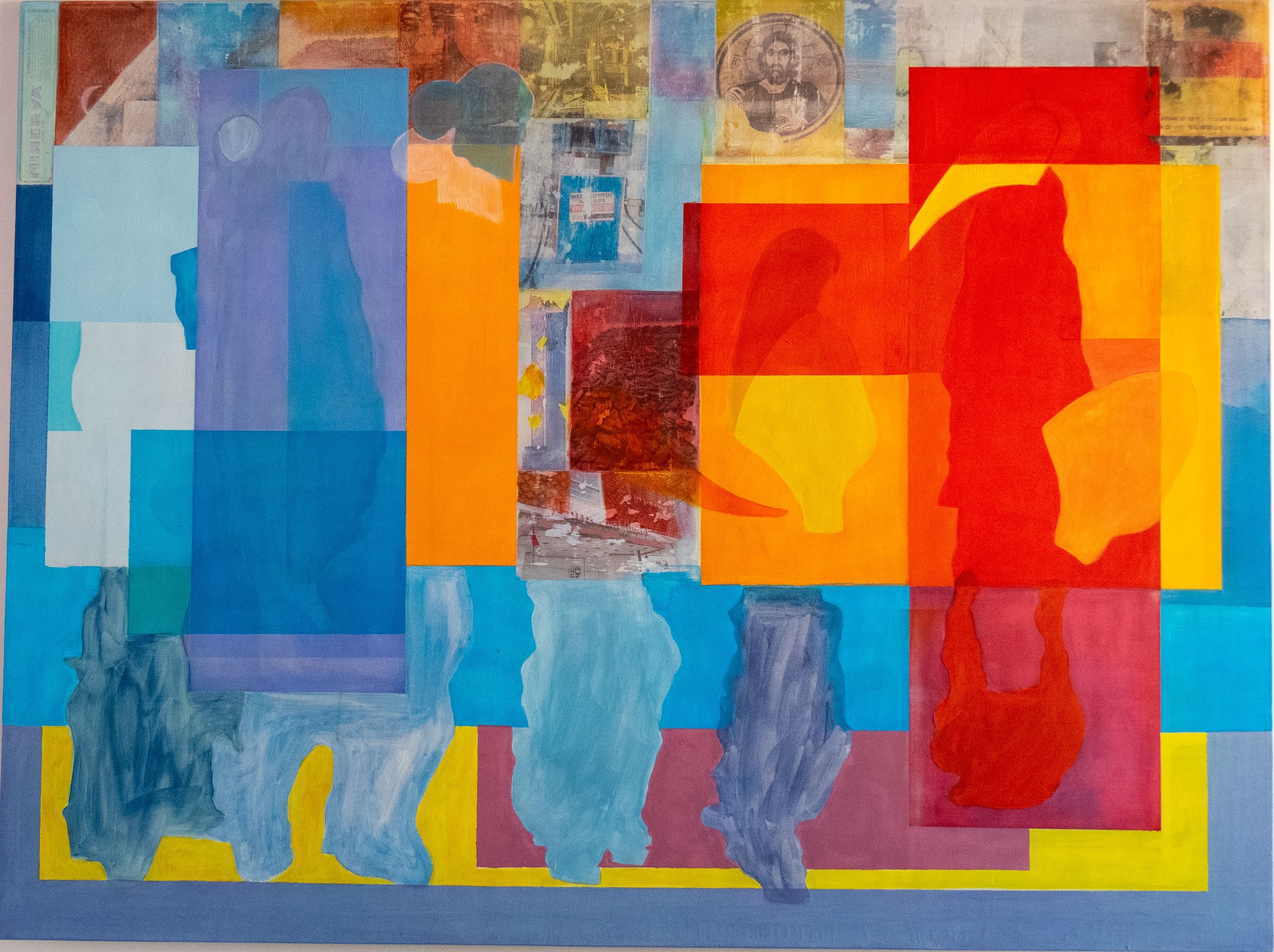 Walking along the coast # 2 ,  2022 ,  Acrylic and photo print on canvas. (195x145 cm)