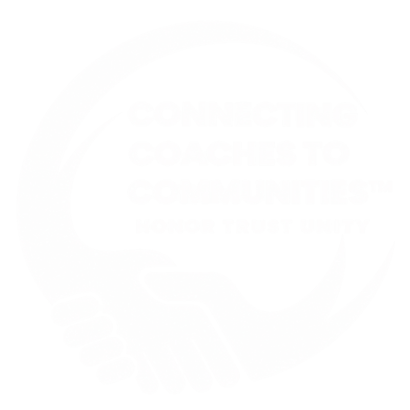 Connecting Coaches to Communities Logo in white